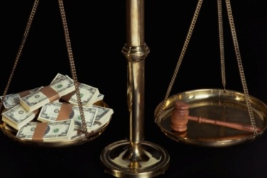 scales f justice, gavel, money