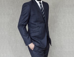 blue pinstripe suit
