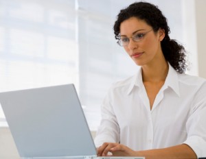 woman on computer