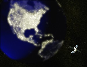 Satellite above North America (Digital Composite)