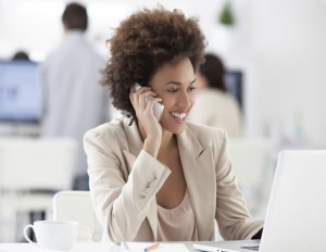 black professional woman on phone