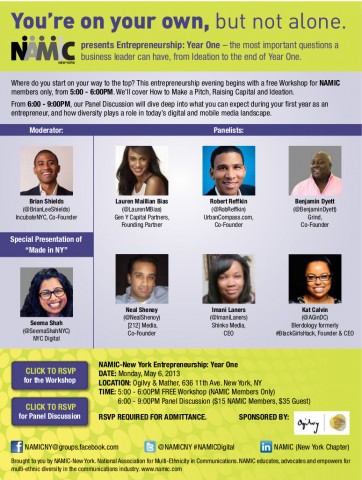 namic-flyer The National Association for Multi-Ethnicity in Communications (NAMIC) is bringing together some of the premiere minority leaders for a discussion on entrepreneurship