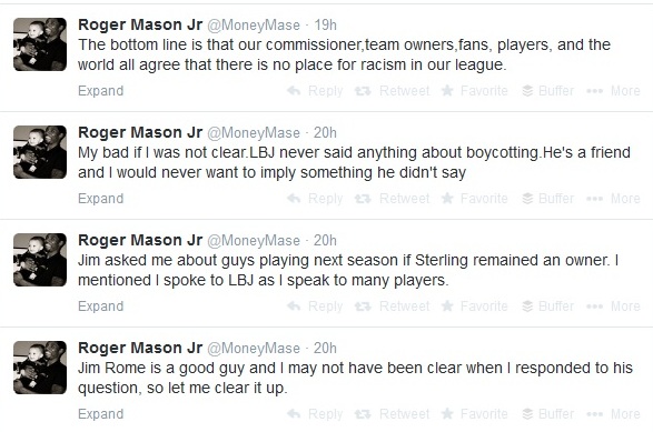 Roger Mason Jr backtracks over LeBron boycotting
