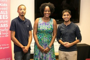 Dionne Mahaffey (Awesome Foundation) with George Pettigrew and Jason Bapna (Charitable.org) Dionne Mahaffey (Awesome Foundation) with George Pettigrew and Jason Bapna (Charitable.org)