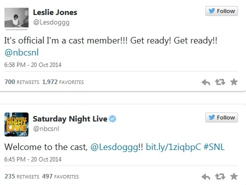 Tweets from Leslie Jones and Saturday Night Live