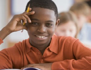 black child in school