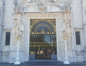 The majestic front door of the Hearst Castle