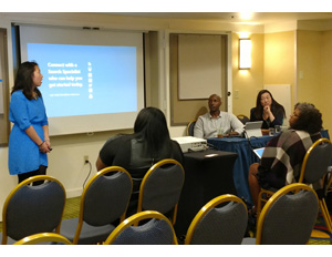 Tara Lynn Gray (far right) in Microsoft's learning lab. (Image: File)