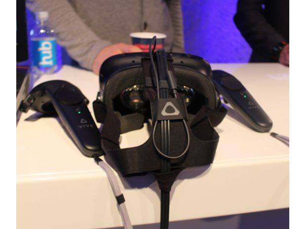 Although it looks like Darth Vader's mask, this is a virtual reality headset. It's a prototype to show how VR can be used to order supplies in manufacturing. The headset was designed by 