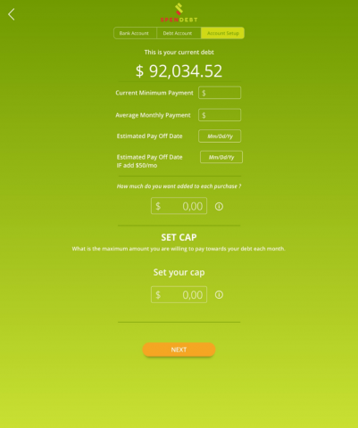 SpenDebt Micropayment Screen