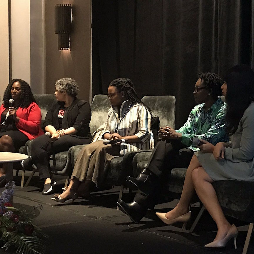 L to R: Jotaka Eaddy, Erin Horne McKinney, Dr. Fallon Wilson, Sian Morson, Sequoia Blodgett (Image: Nobel Women) 