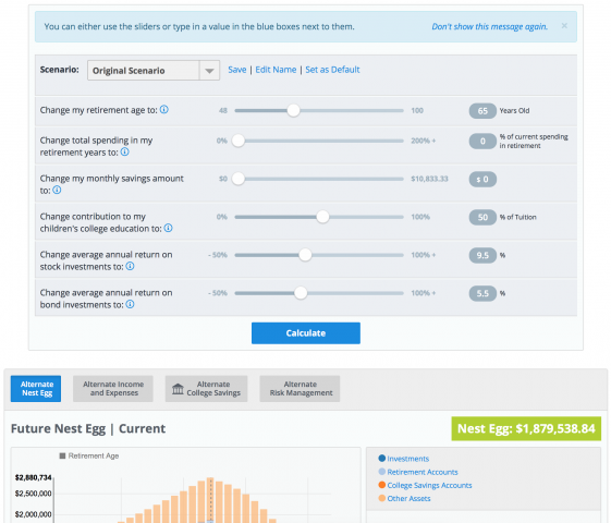 myFinancialAnswers financial planning platform what if analysis dashboard
