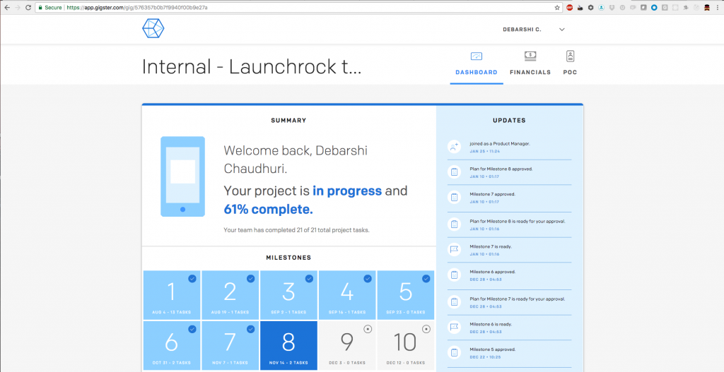 Gigster Dashboard (Image: Gigster)
