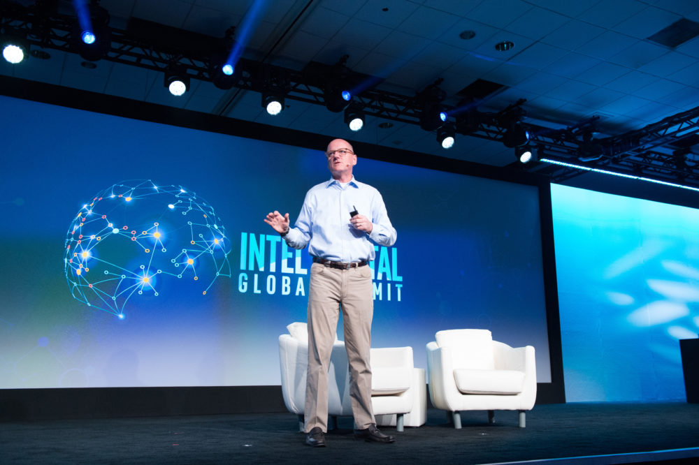 Intel Capital President Wendell Brooks presents at the 18th annual Intel Capital Global Summit in Palm Desert on Tuesday, May 8, 2018. The 2018 Intel Capital Global Summit takes place May 8-10 in Palm Desert, California. (Credit: Intel Corporation)