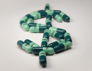 capsules arranged in the form of a dollar sign