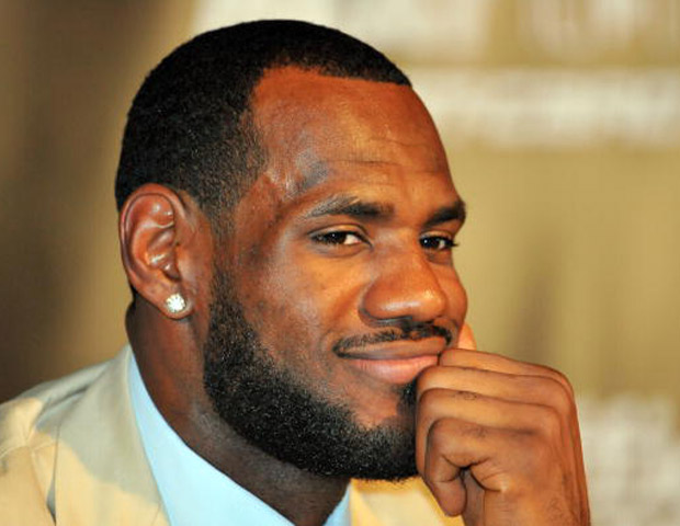 LeBron James with hand on chin