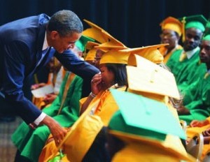 Barack Obama greeting graduates