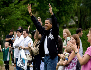 Obama cheers for his daughter Sasha's soccer team at a park in Washington, D.C.