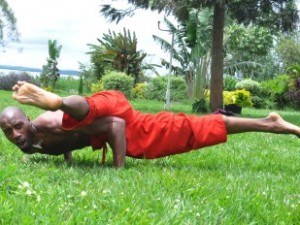 black man in yoga pose