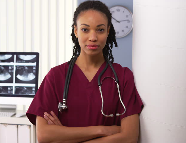 black female doctor with natural hair