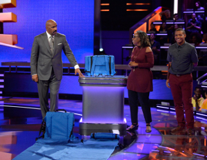 The Unique Seat creators Shirley and Addison Hayden with Steve Harvey on Steve Harvey's Funderdome