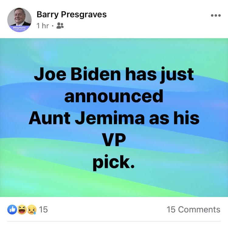 Aunt Jemima Luray Mayor Barry Presgraves