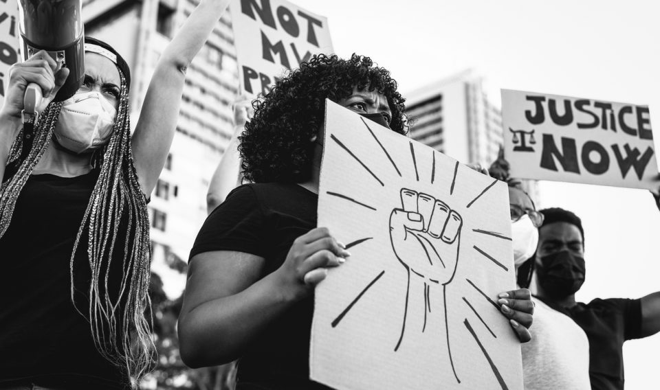 Black people protesting