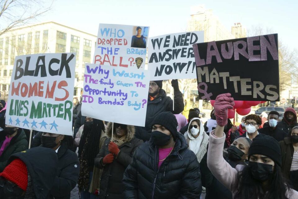 Protestors in Bridgeport, Ct. demand justice for Lauren Smith-Fields and Brenda Rawls