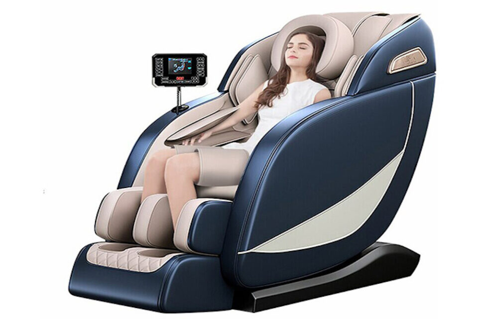 woman using massage chair