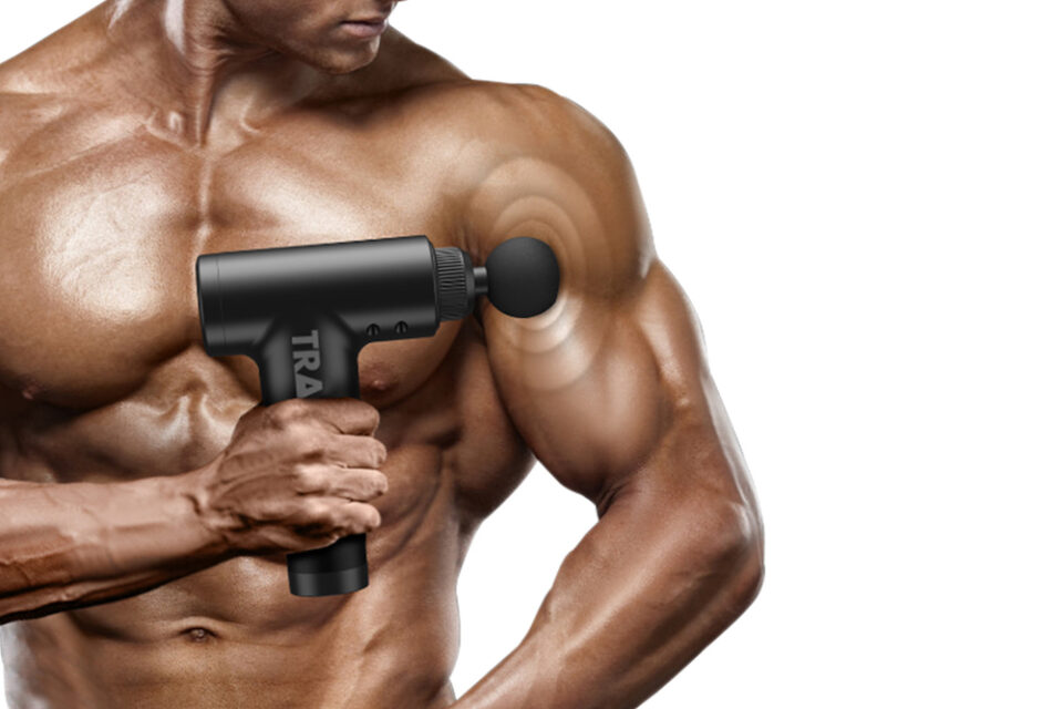 man using massage gun