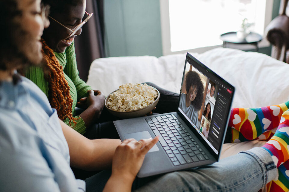couple in video meeting