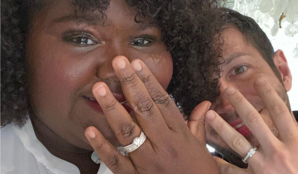 Gabourey Sidibe and husband Brandon Frankel show off their wedding rings