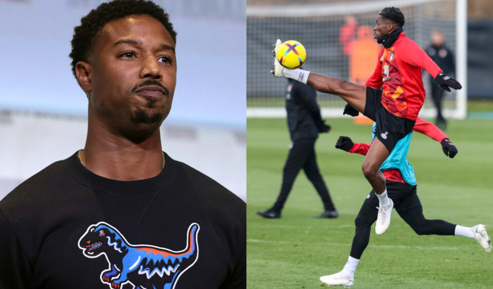 Michael B. Jordan and DECEMBER 14: Jefferson Lerma of Bournemouth during a training session at Vitality Stadium on December 14, 2022 in Bournemouth, England