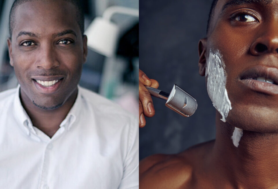 Tristan Walker and man shaving with Bevel product