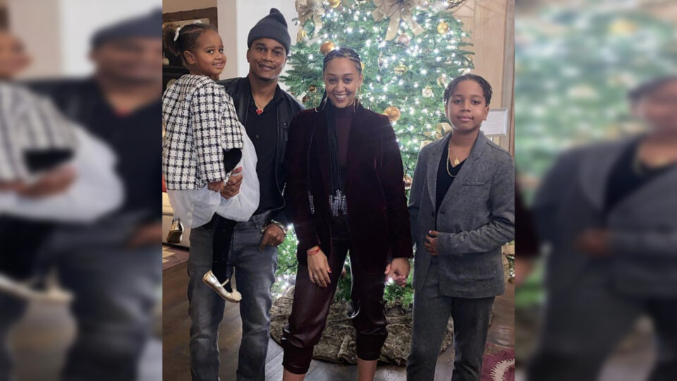 Tia Mowry with Cory Hardrict and their two children Cree and Cairo