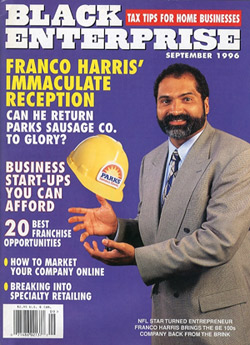 Franco Harris on cover of Black Enterprise for September 1996 issue