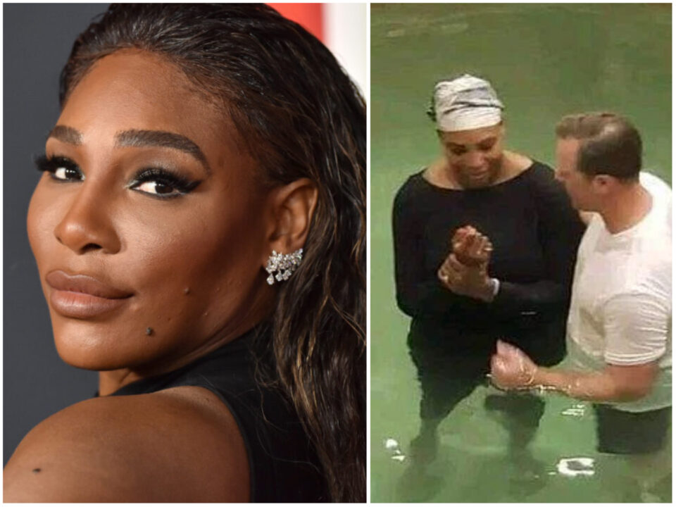 Serena Williams being baptized