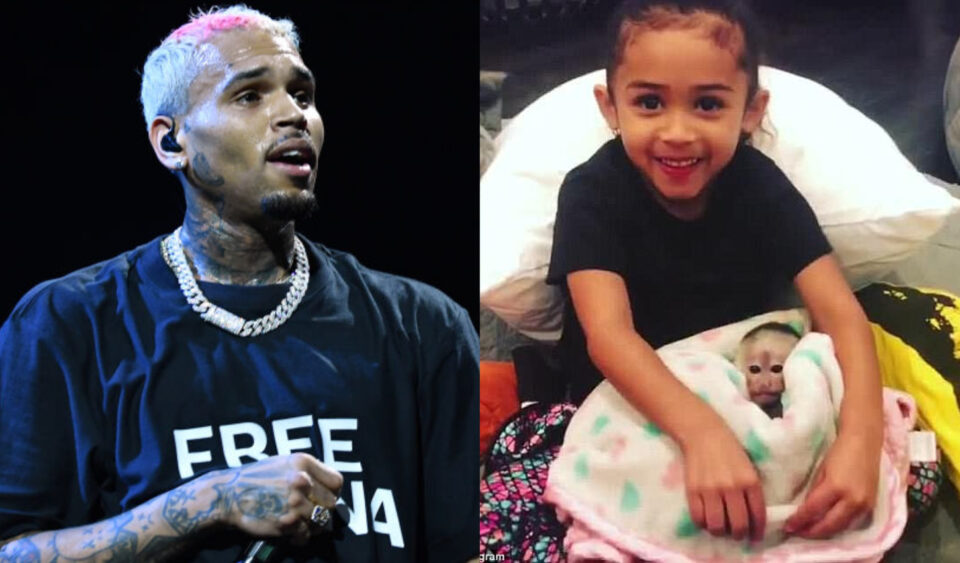 Chris Brown, his daughter Royalty and pet monkey Fiji