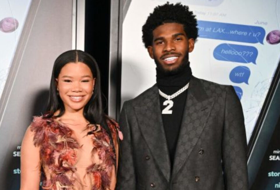 Storm Reid and Shedeur Sanders at 'Missing' premiere