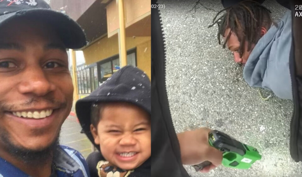 Keenan Anderson on police body camera; Keenan Anderson and his son