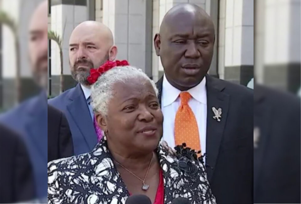 Linda Steohens and Ben Crump speak during press conference