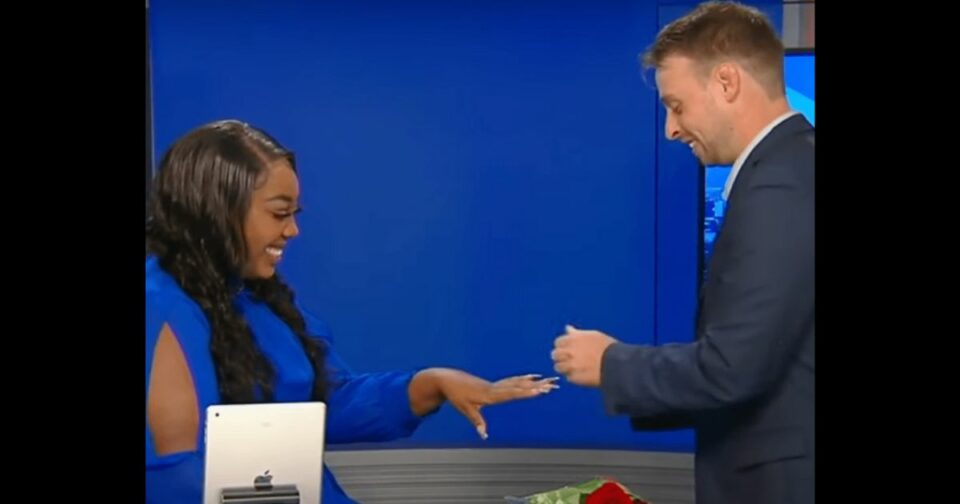 wedding proposal, engagement, proposal, news anchor, Black journalist